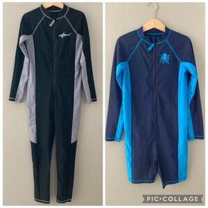 Cat & Jack Bundle of Full Body One Piece Rash Guard Swim Suits 6/7